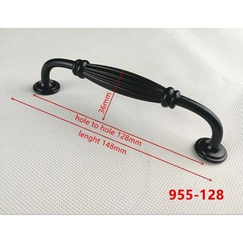 Zinc Alloy Black Cabinet Handles American style Kitchen Cupboard Door Pulls Drawer Knobs Fashion Furniture Handle B-955-128