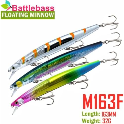 BATTLEBASS Long Flash Blade 16.3cm/32g Fishing Minnow Flash Lures Floatng Sea Bass Lure Bait Hard Floating Wobblers Crankbait