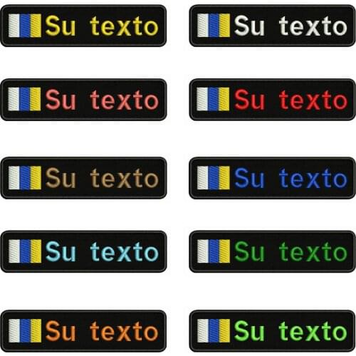 Canary Islands Flag 10X2.5cm Embroidery Custom Name Text Patch Stripes badge Iron On Or Velcro Backing Patches For Clothes