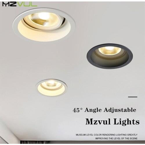 Deep Anti-Glare LED Ceiling downlight Angle Adjustable COB Spot led lights 15W 12W 7W Bedroom Kitchen led Recessed Downlight