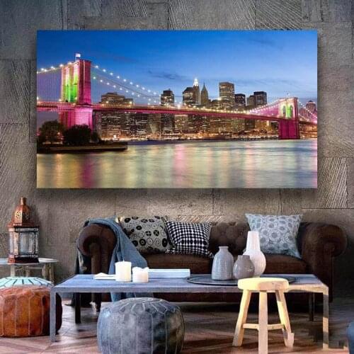 Canvas painting New York City poster print Brooklyn Bridge wall art home decoration living room bedroom picture