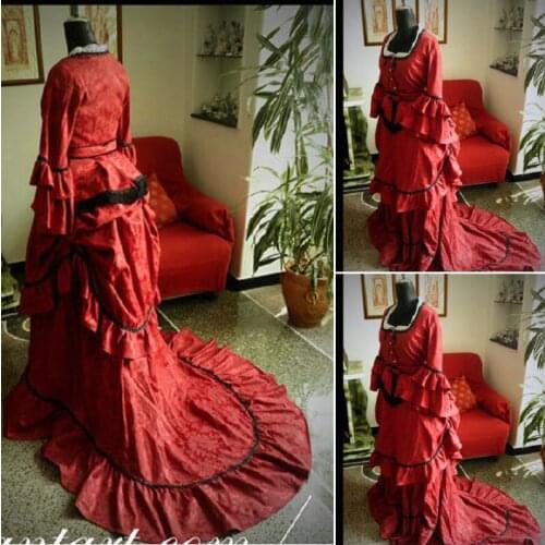 Historical!Customer-made Red Halloween Dresses Gothic Cosplay Victorian dress Renaissance Dress Steampunk dress SZ US6-36 V-245