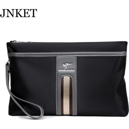 JNKET New Men Oxford Cloth Clutch Handbag Zipper Long Wallet Business Bag Large Capacity Clutch Bag Detachable Wristlet