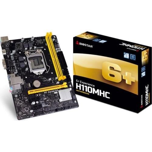 BIOSTAR H110MLC 1151 H110 Motherboard DDR4 Micro ATX Desktop Computer Motherboard Support G4560 I3-7100 USB 3.0 SATA3 PCI-E 3.0