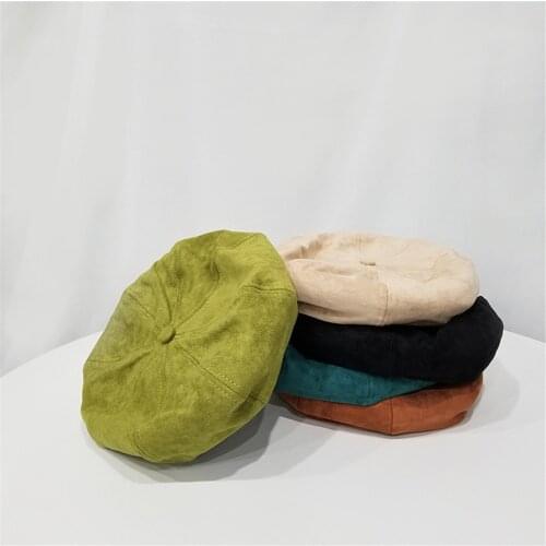 Fashion solid color Beret Japanese retro pumpkin painter hat net red Korean fashion womens all-around hat WS-2414