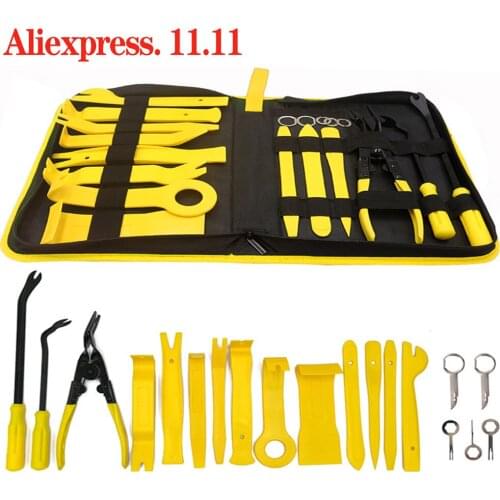 Car Trim Removal Tools Set Auto Panel Dash Audio Radio Removal Installer Repair Pry Tools Kit Fastener Removal with Storage Bag