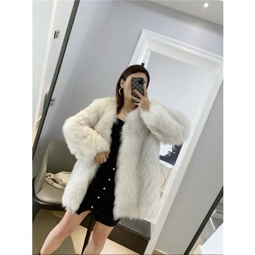 Real Fox Fur Coat Antumn/Winter Women Versatile Streetwear Commuter Whole Skin Thick Warmly Outwear Young POP