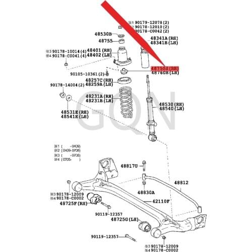 Right rear suspension bearing assembly 2004-Toy ota COR OL LA rear top rubber bracket assembly Left and right rear top rubber