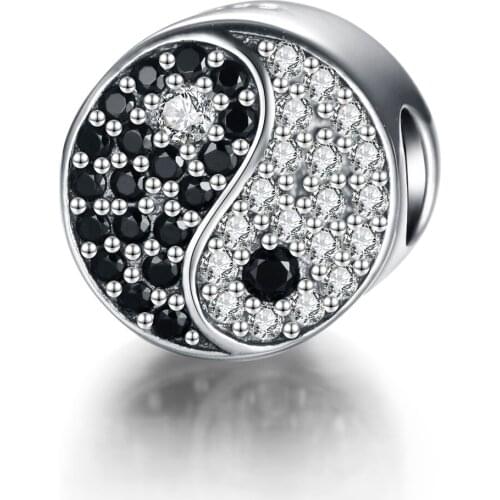 GW 925 Silver Charms Religious Jewelry Taiji Chinese style Charm Beads Signify Balance Cycle Missanga Jewelry X438