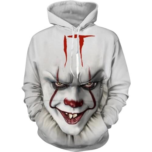 Pennywise Pullover Hoodies Sweatshirts Long Sleeve Hoodies Joker Clown Cosplay Costumes 3D printed men women hoodies Sweatshirts