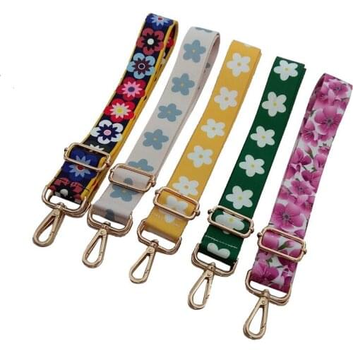 Adjustable Obag Strap Nylon Flower Pattern Bag Strap for Women Wide Obag Handle Ornament Hanger Handbag Shoulder Bag Accessories