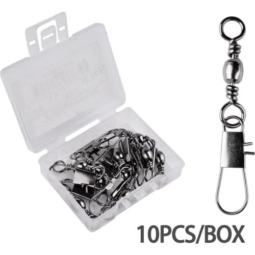 10pc/Box Swivels Stainless Steel Fishing Connector Pin Bearing Rolling Swivel Fishing Hook Lure Connectors Pesca Tackle