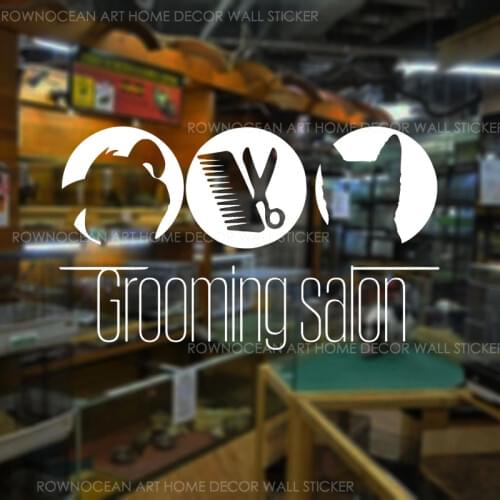 Pet Grooming Salon Wall Sticker Amimals Dog Cat Decor Vinyl Interior Design Pet Shop Sign Logo Window Decals Door Sticker 2074