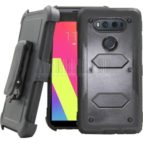 Heavy Duty Armor Case Holster Belt Clip 360 Degree Back Kick Stand Shockproof Hybrid Hard Phone Cases Cover For LG V20