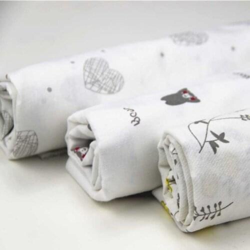 100% Cotton Fine Printed Thin Fabrics WHITE Yellow Flowers Gray Heart Dot Bear for DIY Handmade Summer Dress Shirt Blouse Craft