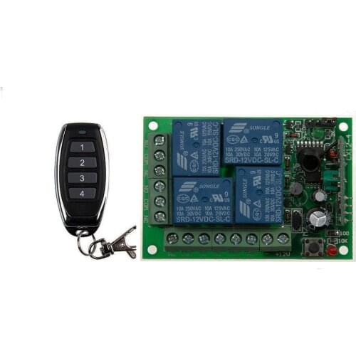Smart Multiple DC 12V 24V 10A 315/433 MHz 4CH 4 CH Wireless Relay RF Remote Control Switch Receiver+1 2 3 4 Transmitter shutters