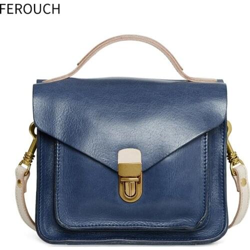 Vintage Leather Postman Bag Handmade Womens Bag College Style Leather Messenger Bag Womens Versatile Ins Fashion Square Bag