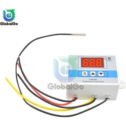 W3003 Red LED Digital Thermostat Temperature Control DC 12V 10A Mini LED Display Thermostat Temperature Controller Sensor