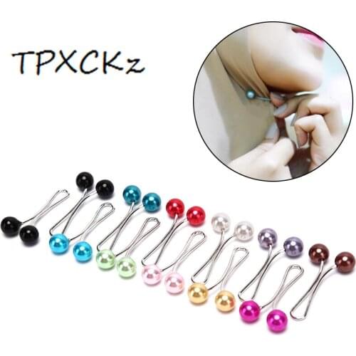 12pcs/lot Drop Pearls Muslim Women Shawl Scarf Lady Scarves Hijab Clips Pearl Brooch Pins Pin