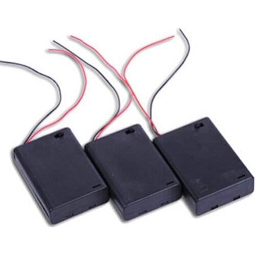 2pcs 3X AA Battery Holder Box case 3 slots with Wire cover switch DIY NEW