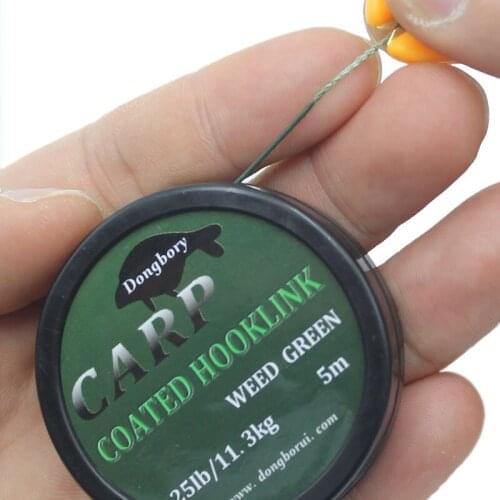 5m Coated Hooklink Carp Fishing Line 8 Strand Braid Carp Wire Hook Links for Carp Chod Hair Rigs Fishing Tackle