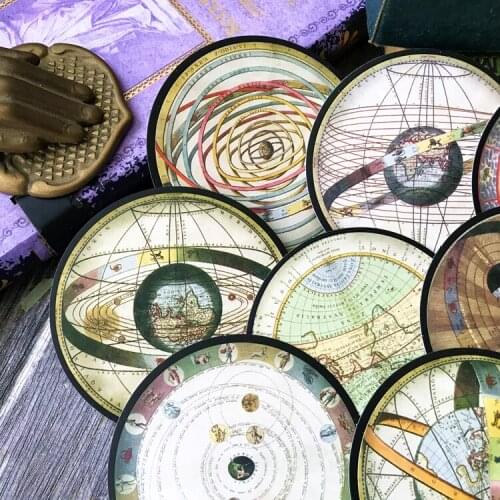 8pcs Retro Stars Stickers Universe TN Handbook Decorative Materials European American Map Diary Custom Stickers