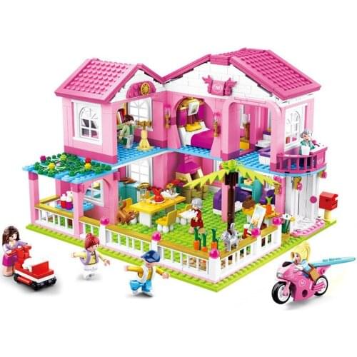 896Pcs 0721 Holiday Garden Villa Princess Girl Castle Small Particles Assembled Building Blocks Toys Gifts