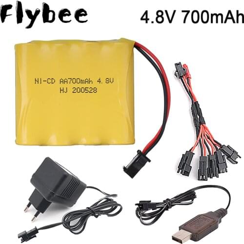 4.8V Battery NICD AA 700MAH and Charger For Rc toys Cars Tanks Robots Boats Guns Parts 4*aa battery 4.8 v 700 mah nicd battery