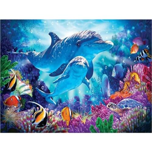 New Product 5D DIY Full Round/Square Diamond Painting Dolphin 3D Embroidery Cross Stitch Rhinestone Mosaic Home Decor YC249