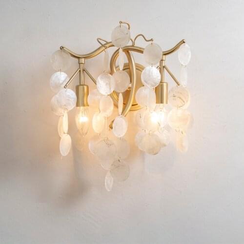 American Living Room Background Wall Lamp Girl Childrens Room Nordic Wedding Room Post-Modern Shell Wall Lamp E14 AC110-240V