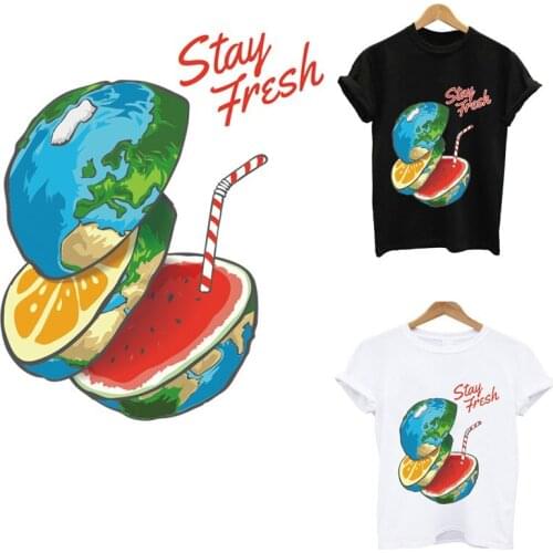 Watermelon drink iron on Patches for clothing stickers appliques thermo stickers on clothes heat-sensitive custom patch tops