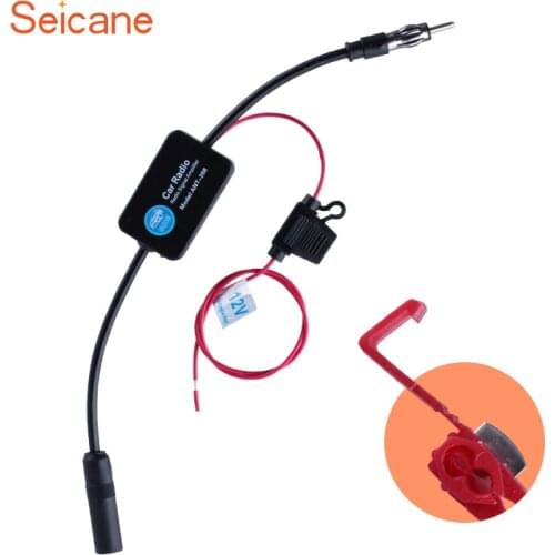 Seicane CAR FM Antenna for 2015 Universal Magnetic Cycles AMP Amplifier Booster Anti-interference 88-108Mhz 12V Black Color