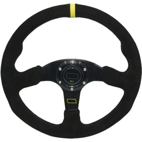 14inch 350mm Car Steering Wheel Suede leather Aluminum Bracket Racing Steering Wheel with Horn Button