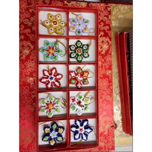 Stunning handmade Chinese personal computer key chain, cloisonne ceramic jewelry, snowflake type Christmas ornaments