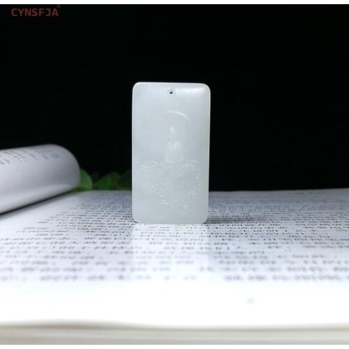 CYNSFJA Real Rare Certified Hetian White Jade Mens Lucky Amulet Guanyin Jade Pendant Hand Carved Artwork High Quality Best Gift