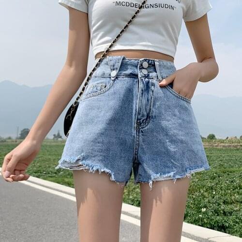 Denim Wide-Legged White Fashion Zevity Basic High Waist Summer WomenS Casual Cycling Clothing Sports Fitness Shorts 2021