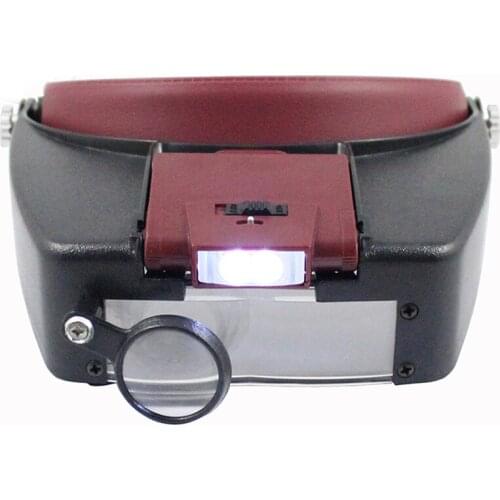 Helmet Type LED Light Wearing Magnifier 1.5x 3x 6.5x 8x Magnifying Acrylic Lens Magnifier for Repair/Research/Solder/Reading