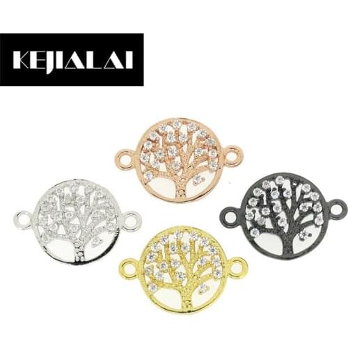 KEJIALAI Simple Style Life Tree Connectors Jewelry Fingdings Accessories Charms for Bracelet Necklace Making Fashion Style