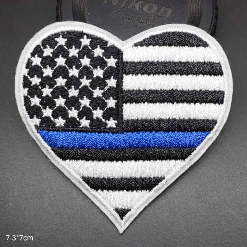 Heart Shape US America National Flag Iron On Embroidered Clothes Patches For Clothing Stickers Wholesale