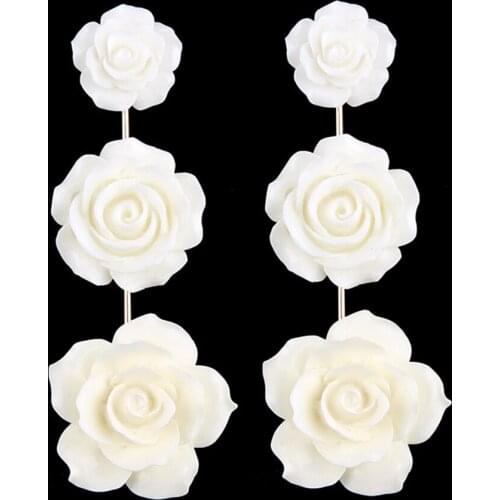 Lovely Flowers Charm Drop Earrings Maxi Wedding Drop Dangle Earrings Jewelry Statement Fashion Long Drop Earrings For Women Girl