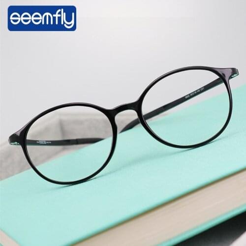 Seemfly Diopter +1.0 1.5 2.0 2.5 3.0 3.5 Men Reading Glasses TR90 Vintage Round Frame Reading Eyeglasses Women Presbyopia Goggle