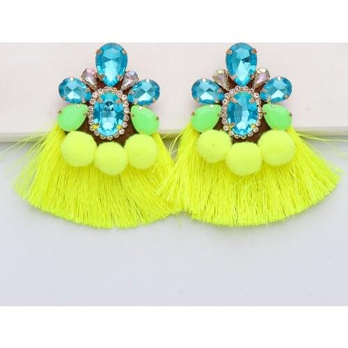 Wholesale 2021 Rainbow Tassel Earrings Boho Women Oorbellen Rhinestone Classic Long Bohemian Earrings Za Party Statement Jewelry