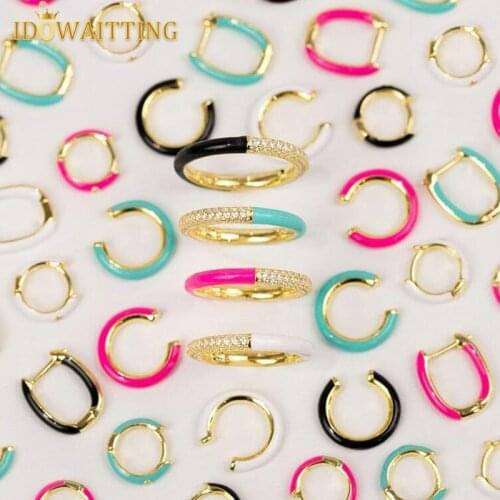Wholesale Gold Color Fashion Women Girl Jewelry Small Huggie Hoops 2021 Summer New Candy Neon Enamel Colorful Hoop Earring