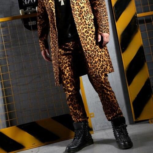 Casual Leopard Jogger Fashion Male Dancer Singer Hip Hop Costume Stage Pantalones Para Hombre Men Trousers Streetwear