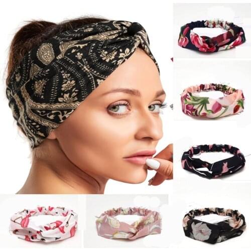 Summer Chiffon Headband Women Hair Accessories Bandanas Turban Twist Cross Hairband Headwrap Girls Flower Striped Knot Hair Band