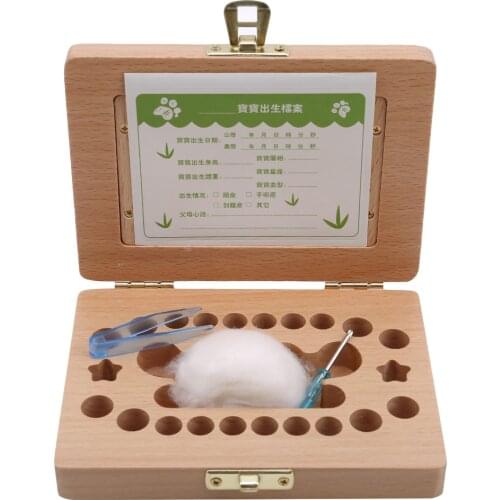 Simple Style Wooden Lanugo Deciduous Tooth Box Baby Newborn Teeth Collection Growth Memorial Box Baby Tooth Box Organizer
