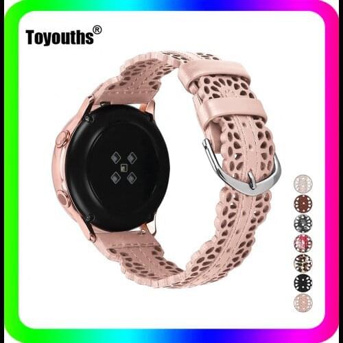 Toyouths Leather Watch Band for Samsung Galaxy Watch 3 41mm Clasp Strap 20mm Wristband Replacement for Samsung Galaxy Active