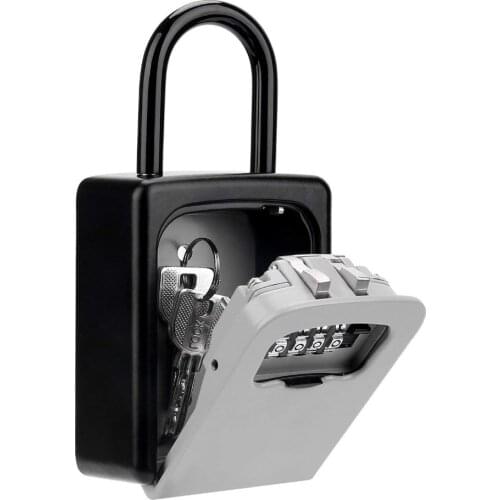 Key Lock Box Wall Mounted Aluminum Alloy Key Safe Box Weatherproof 4 Digit Combination Keys Storage Lock Boxes Indoor Outdoor