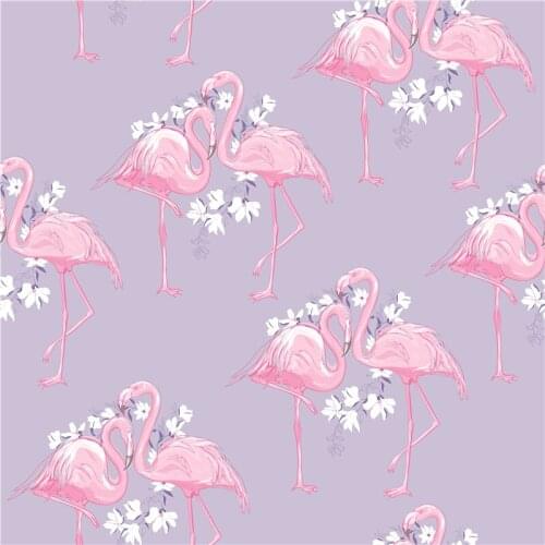 145cm*100cm Polyester Four-way stretch fabric for dress flamingo art pattern custom printing shirt sewing fabric