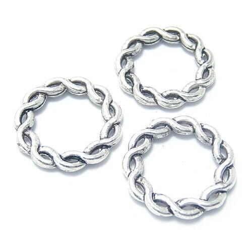 27189)30PCS 15MM 20MM Zinc Alloy Gold Color Twisted Rings Charms Pendants Jewelry Findings Accessories Wholesale